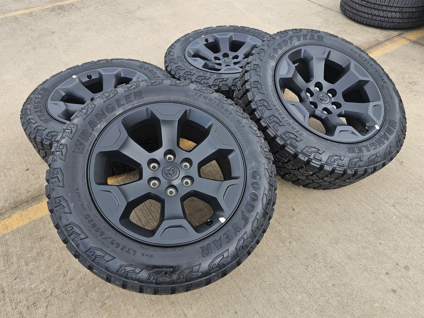 20" Dodge Ram 1500 OEM Laramie Black 2680 wheels rims tires GOODYEAR M/T NEW