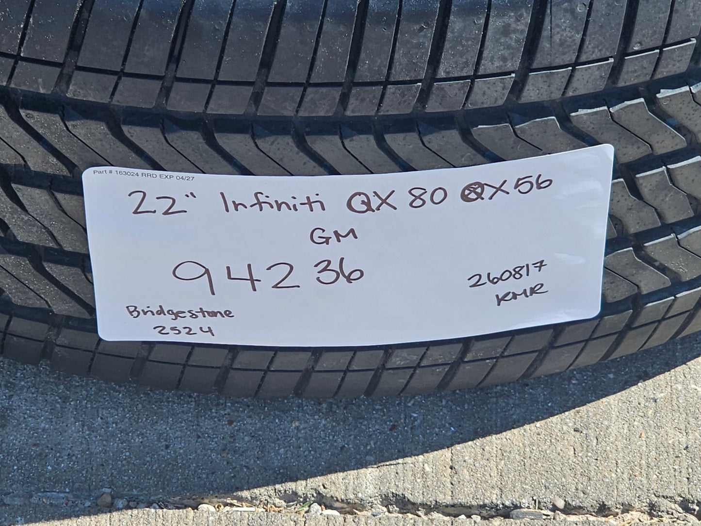 22" Infiniti QX80 QX56 Nissan Titan Armada OEM 94236 wheels rims BRIDGESTONE SET
