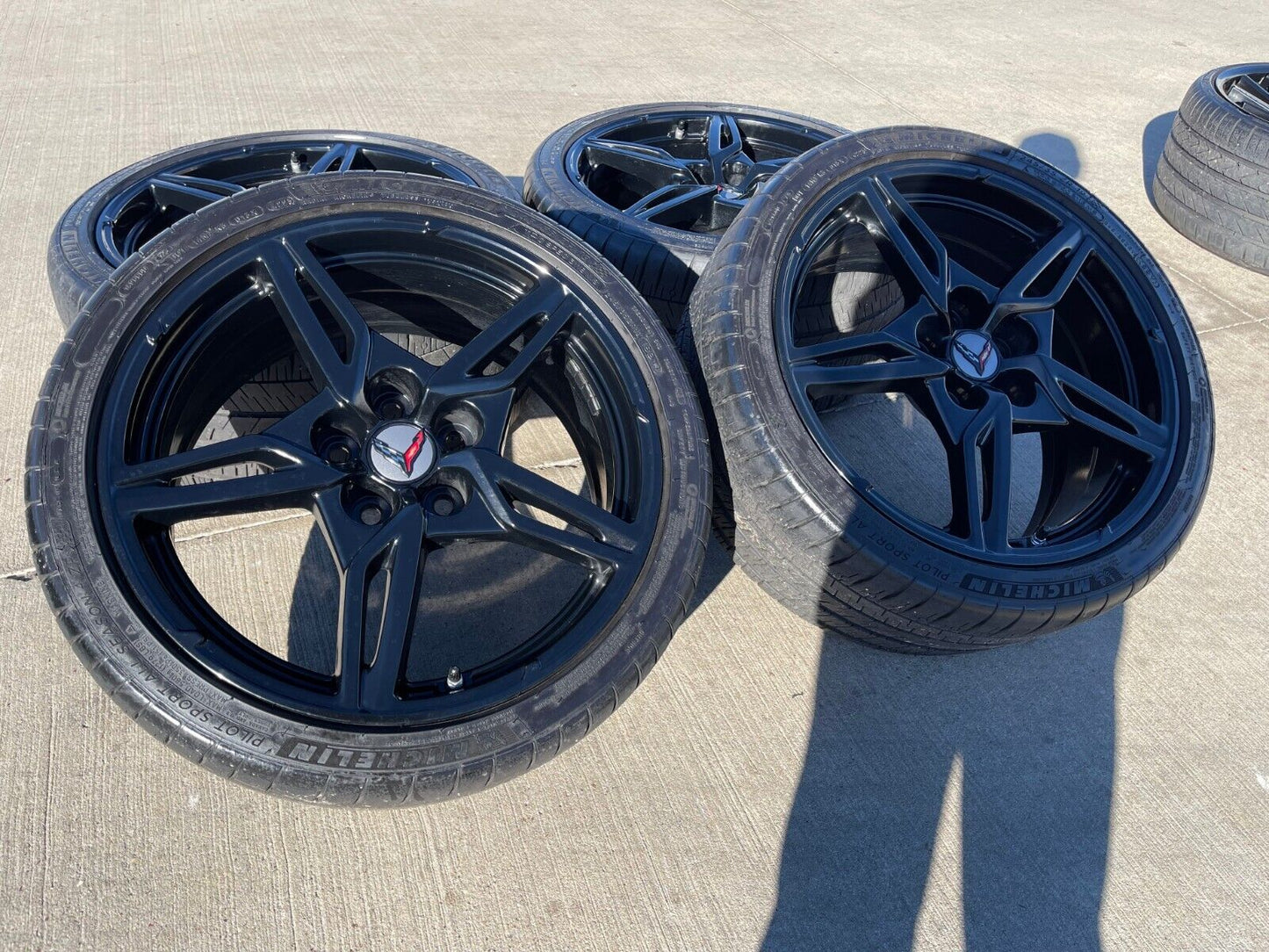 19" + 20" Chevy Corvette C8 OEM wheels rims 14007 14008 BLACK 2023 2024 2025