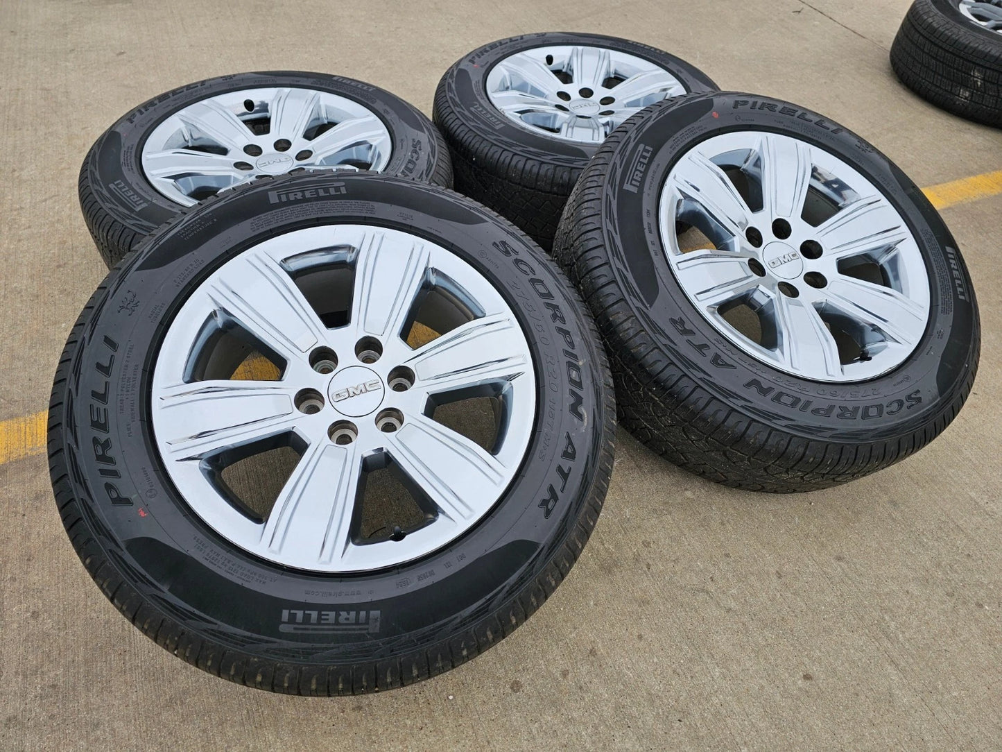 20" GMC Sierra Yukon DENALI OEM wheels rims 5752 chrome tires PIRELLI A/T NEW