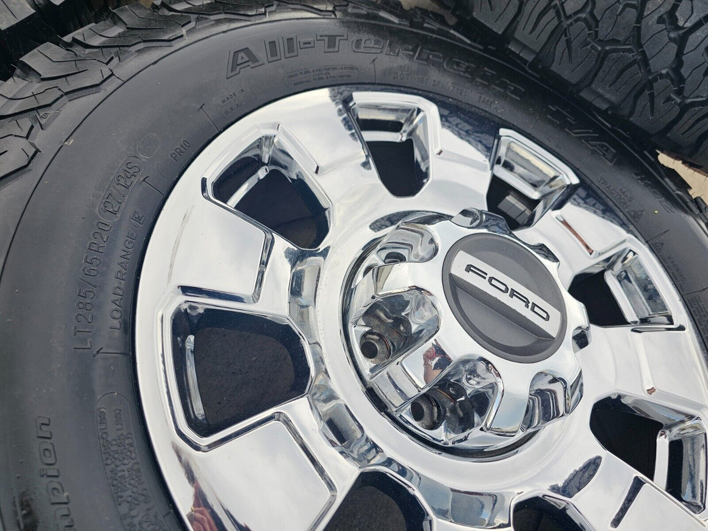20" Ford F-250 F-350 OEM chrome Lariat 10295 wheels rims 2024 2025 NEW BFG KO3