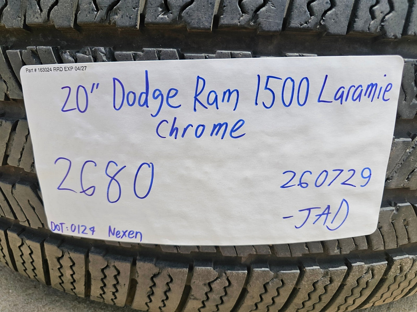(1) 20" Dodge Ram 1500 OEM Laramie CHROME 2680 wheel Spare 2024 2025 2026