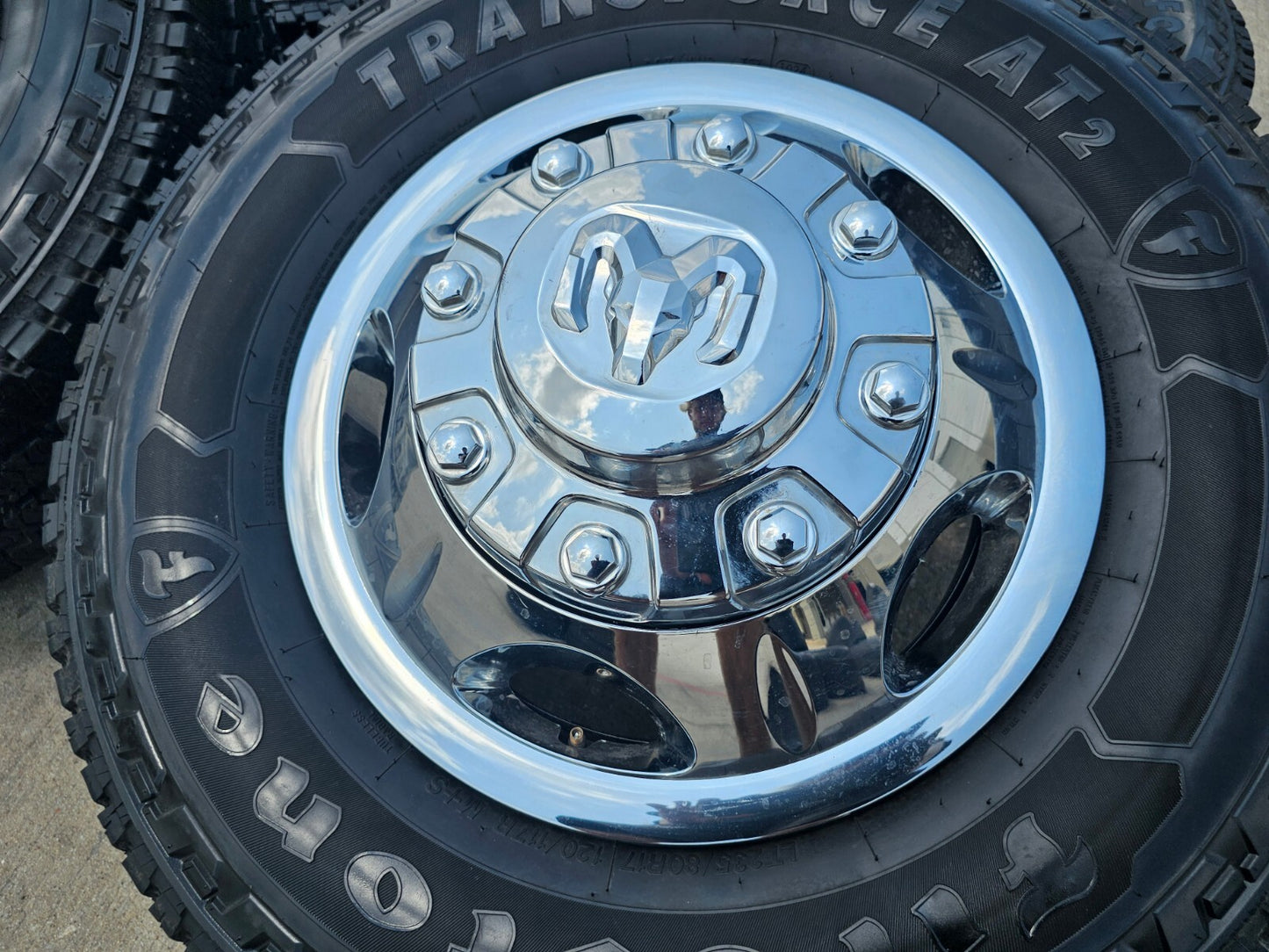 17" Dodge Ram 3500 Dually 8x200 wheels rims 2703 2704 OEM tires FIRESTONE A/T