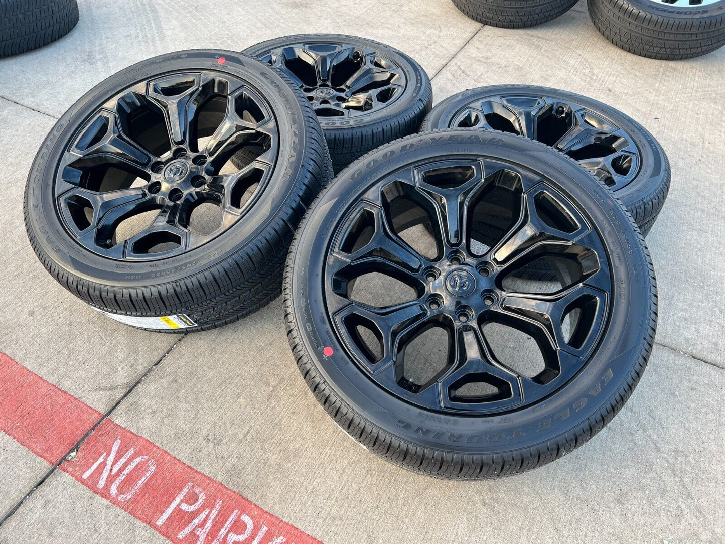 22" Dodge Ram 1500 OEM Laramie rims wheels tires 2685 black 2023 2024 2025 NEW