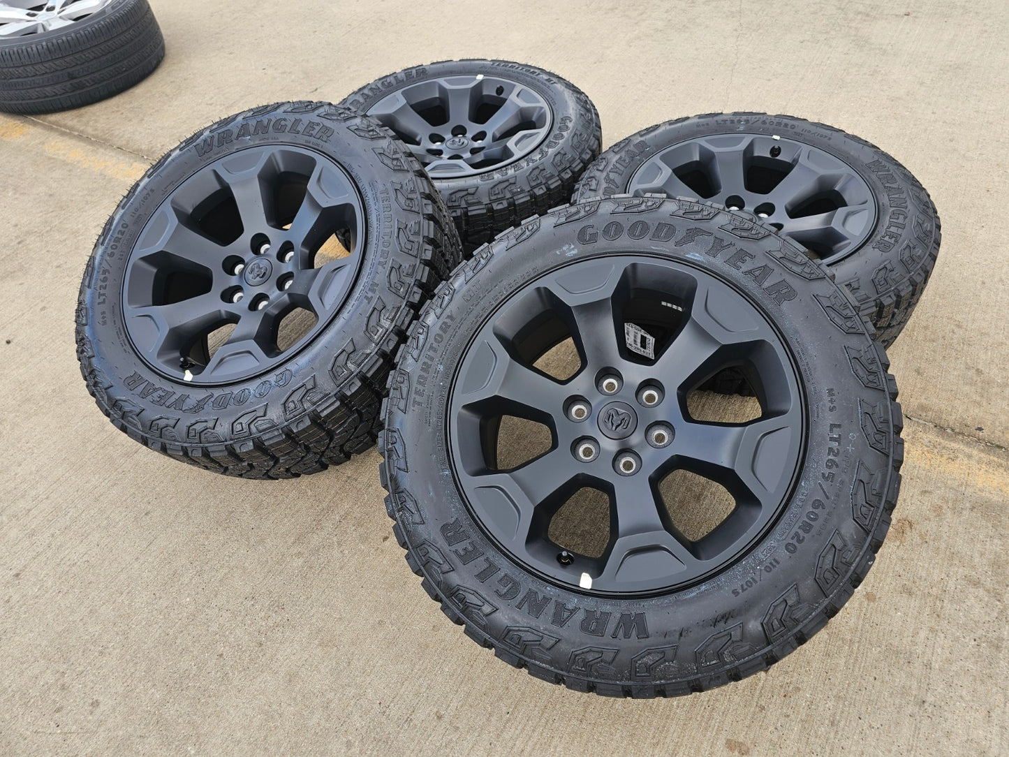 20" Dodge Ram 1500 OEM Laramie Black 2680 wheels rims tires GOODYEAR M/T NEW