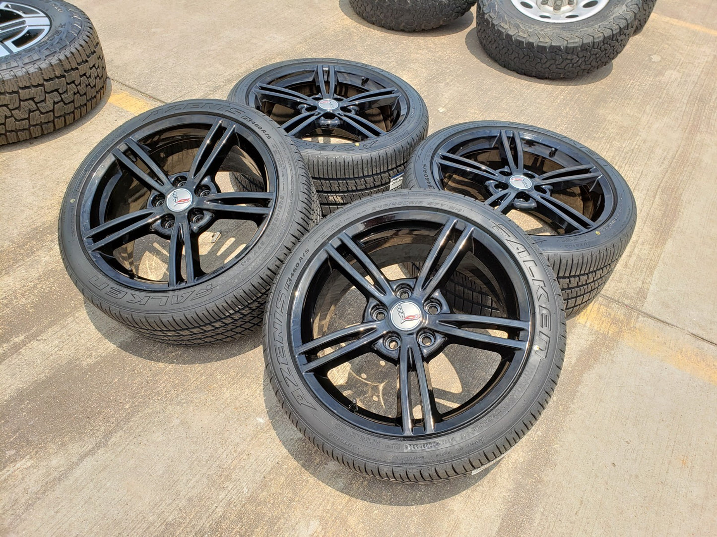 18" + 19" Chevy Corvette OEM black wheels rims 5338 5343 2007 2008 2009 2010 NEW