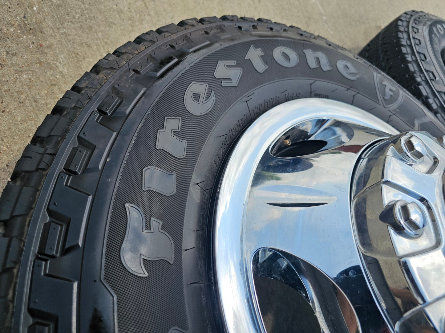 17" Dodge Ram 3500 Dually 8x200 wheels rims 2703 2704 OEM tires FIRESTONE A/T