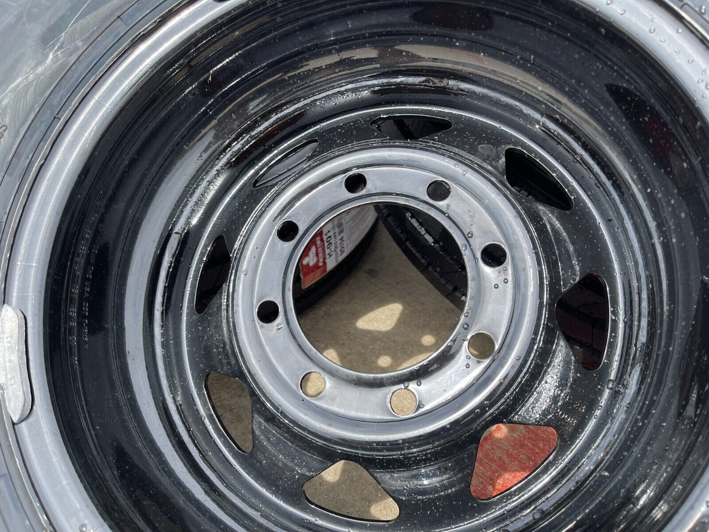 (5) 16x6 16" Dexstar Steel Trailer Gloss Black Wheels Rims Tires 14 PLY 8x6.5