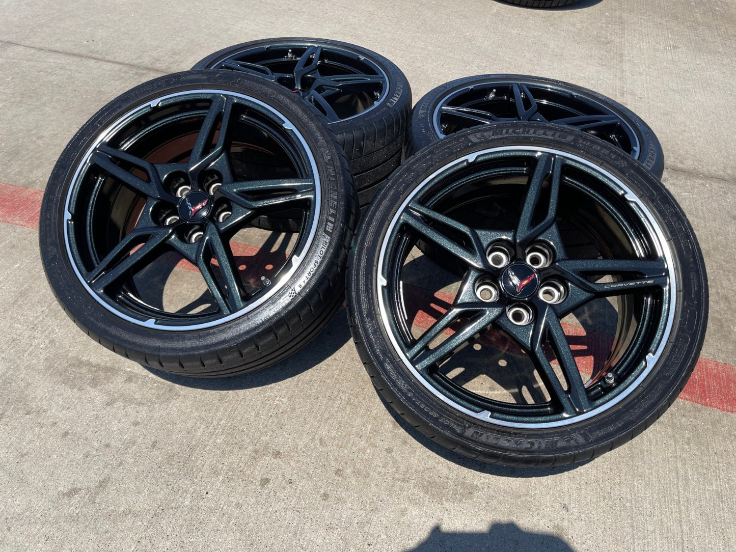 19" + 20" Chevy Corvette C8 OEM 14007 14008 wheels rims 2022 2023 2024 2025