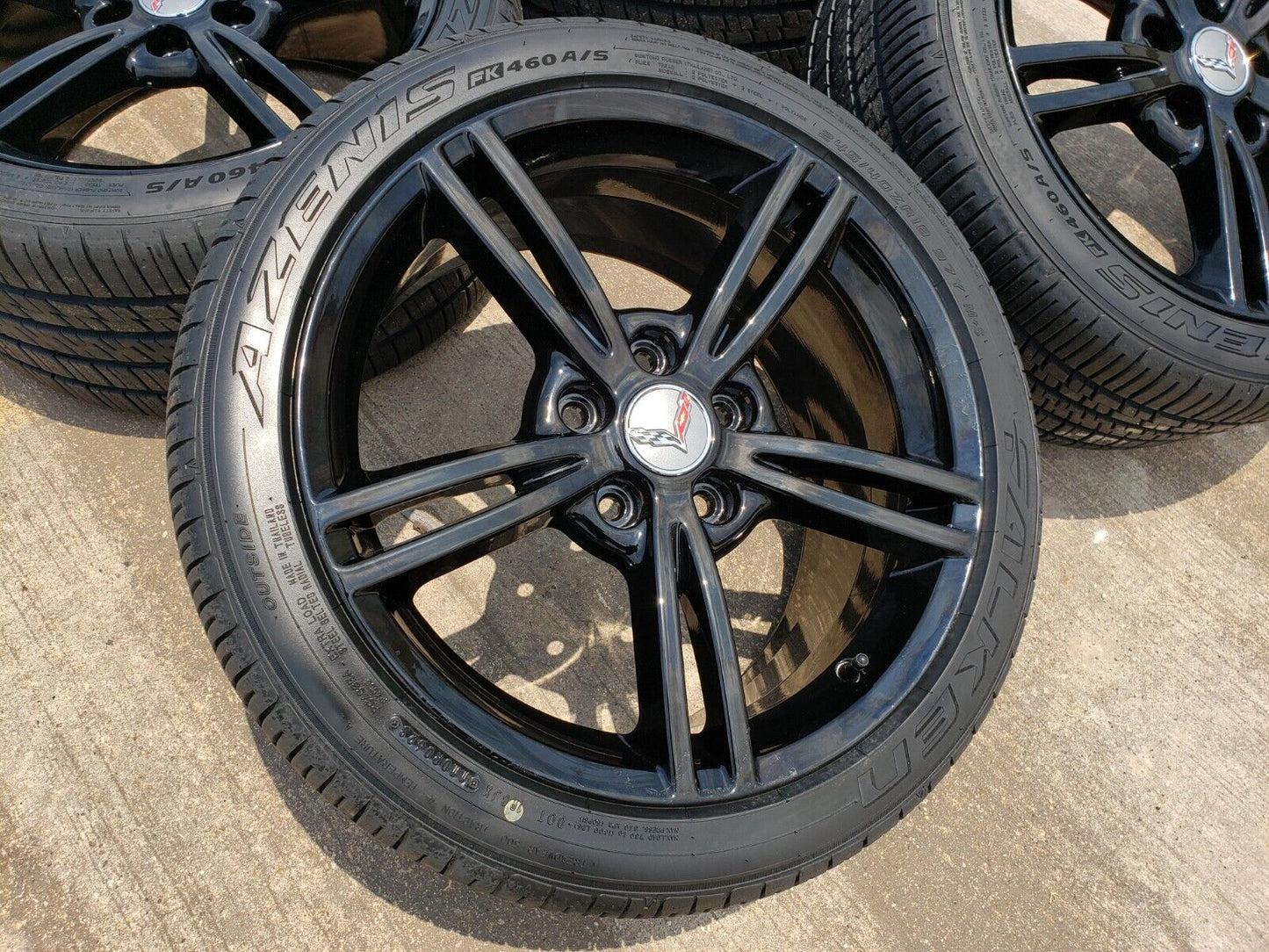 18" + 19" Chevy Corvette OEM black wheels rims 5338 5343 2007 2008 2009 2010 NEW