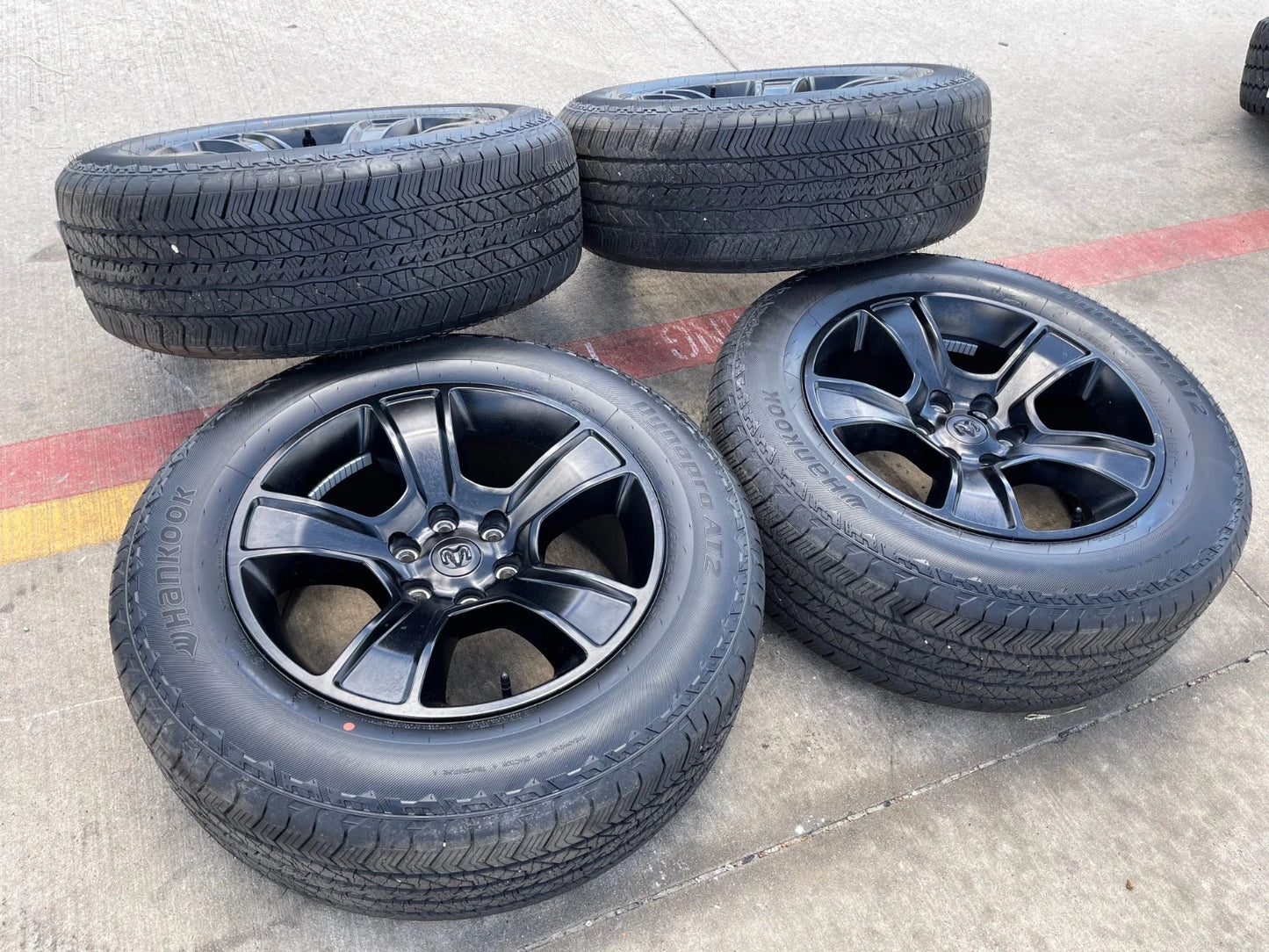 20" Dodge Ram 1500 OEM LIMITED Black 2676 2723 wheels rims NEW HANKOOK A/T2