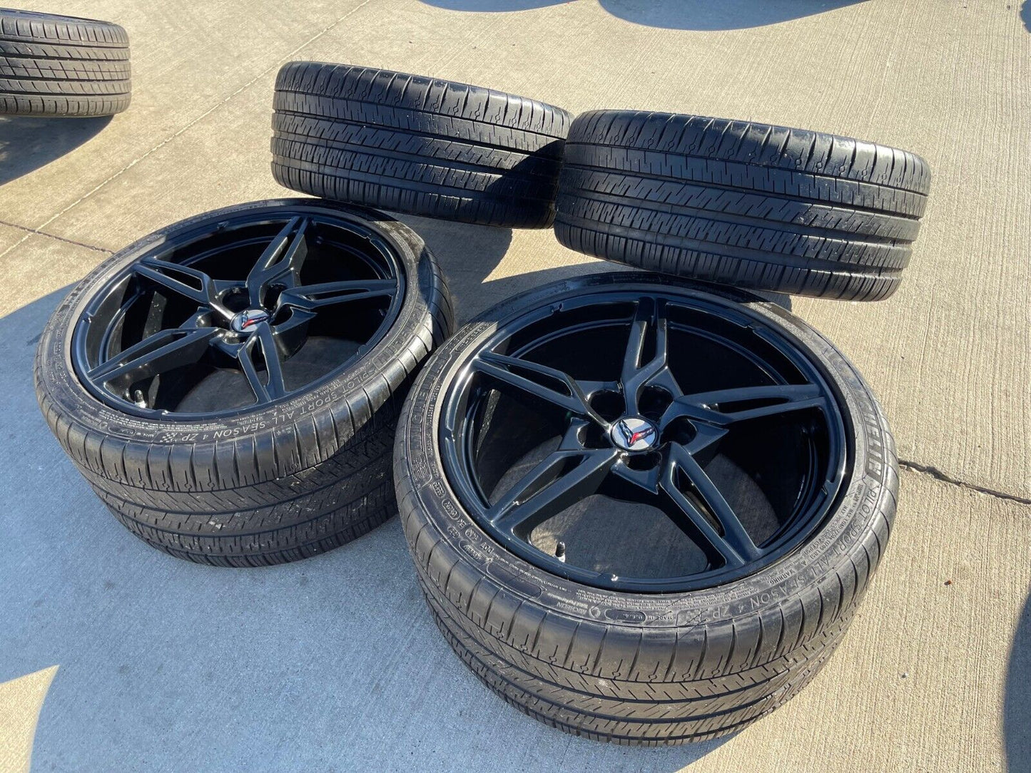19" + 20" Chevy Corvette C8 OEM wheels rims 14007 14008 BLACK 2023 2024 2025