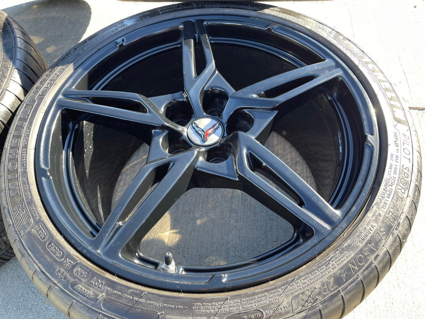 19" + 20" Chevy Corvette C8 OEM wheels rims 14007 14008 BLACK 2023 2024 2025
