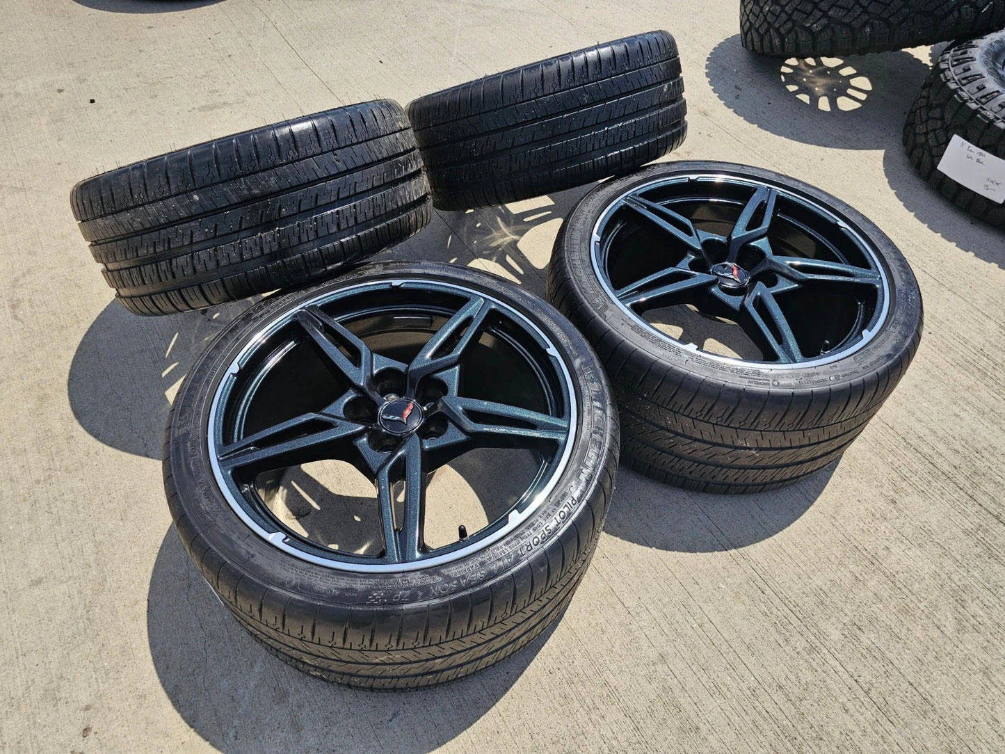 19" + 20" Chevy Corvette C8 OEM wheels rims 14007 14008 tires MICHELIN