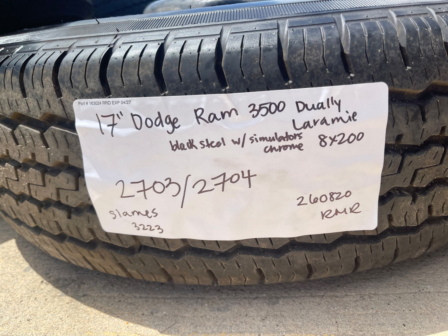 17" Dodge Ram 3500 Dually Laramie 8x200 wheels rims 2703 2704 OEM SET
