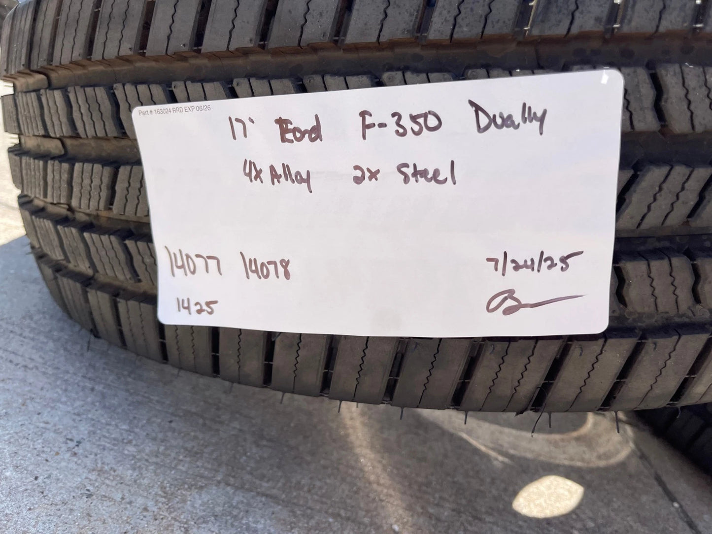 17" Ford F-350 Dually OEM 14077 14078 rims wheels Michelin M/S2 NEW