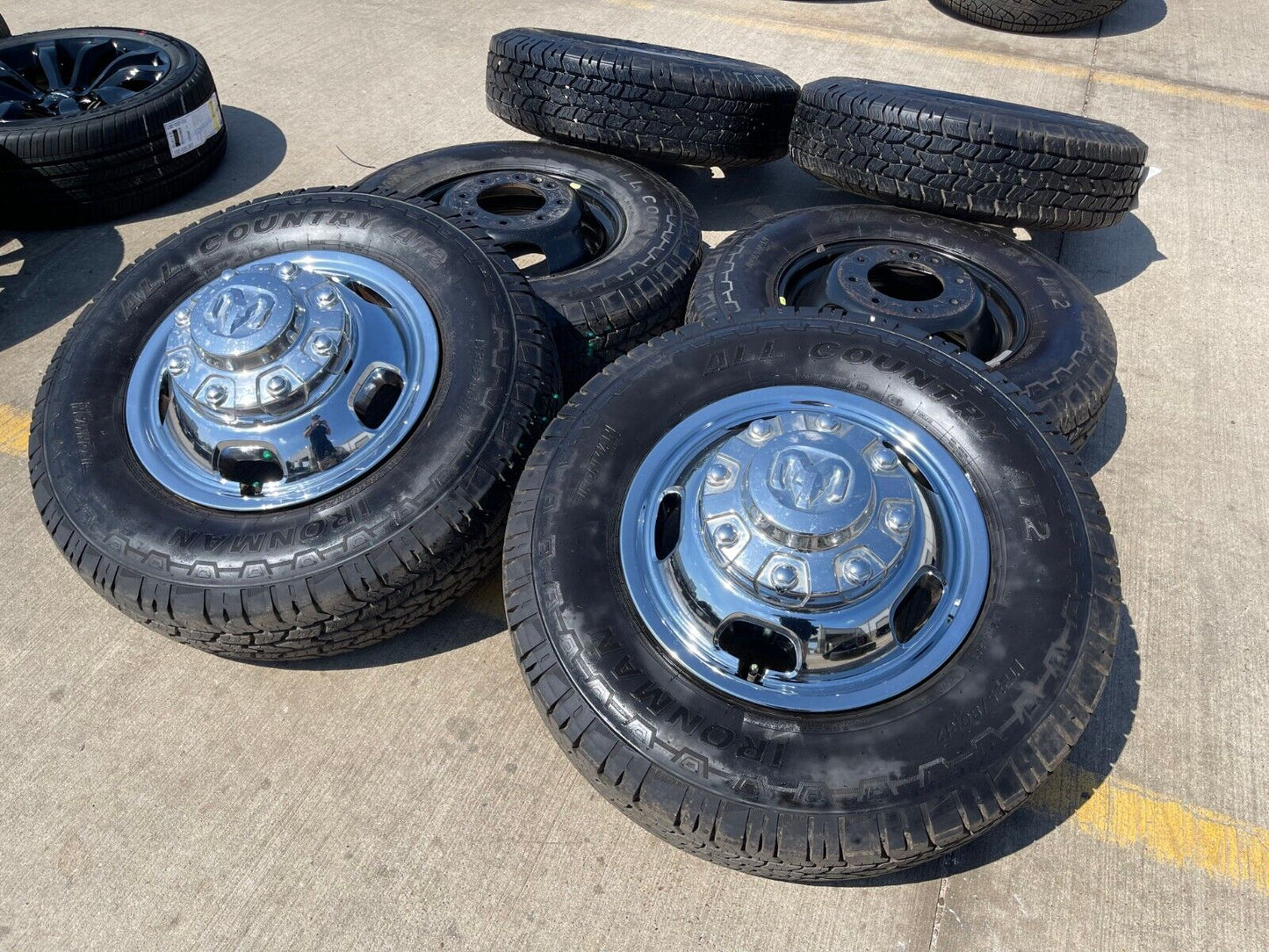 17" Dodge Ram 3500 Dually Laramie 8x200 wheels rims 2703 2704 OEM tires IRONMAN
