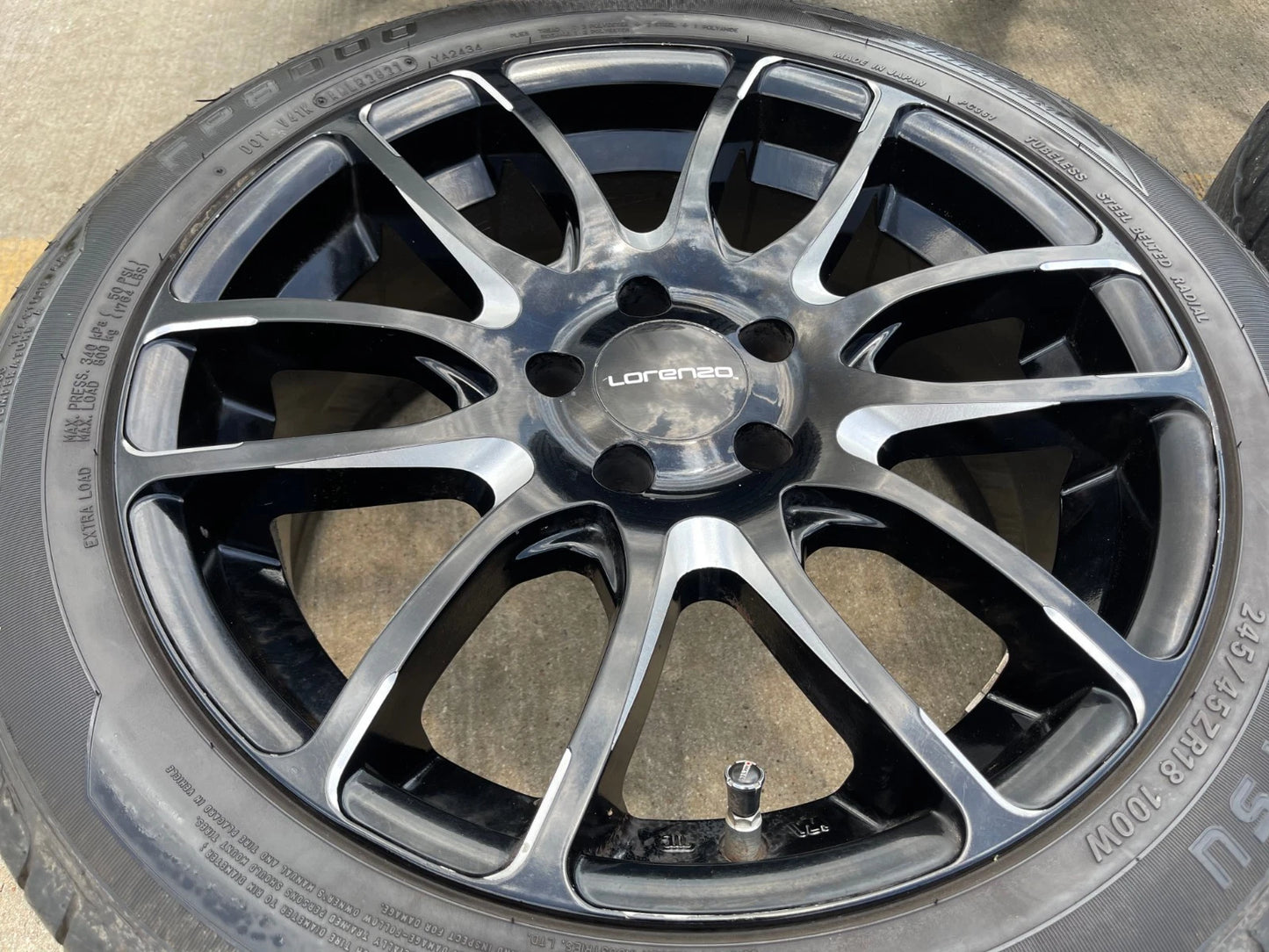18x8 18" Lorenzo WL036 wheels rims tires 5x4.5 5x114.3 Camry Accord Mustang