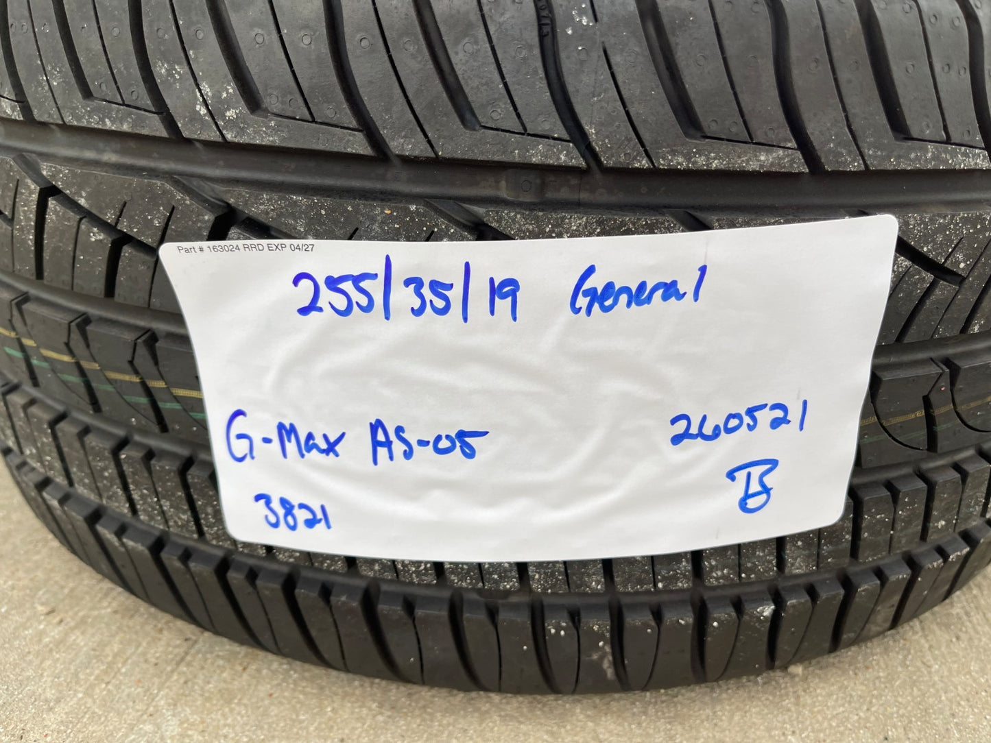 (1) 255/35/19 General G-Max A/S-05 tire 255/35/19 96W NEW