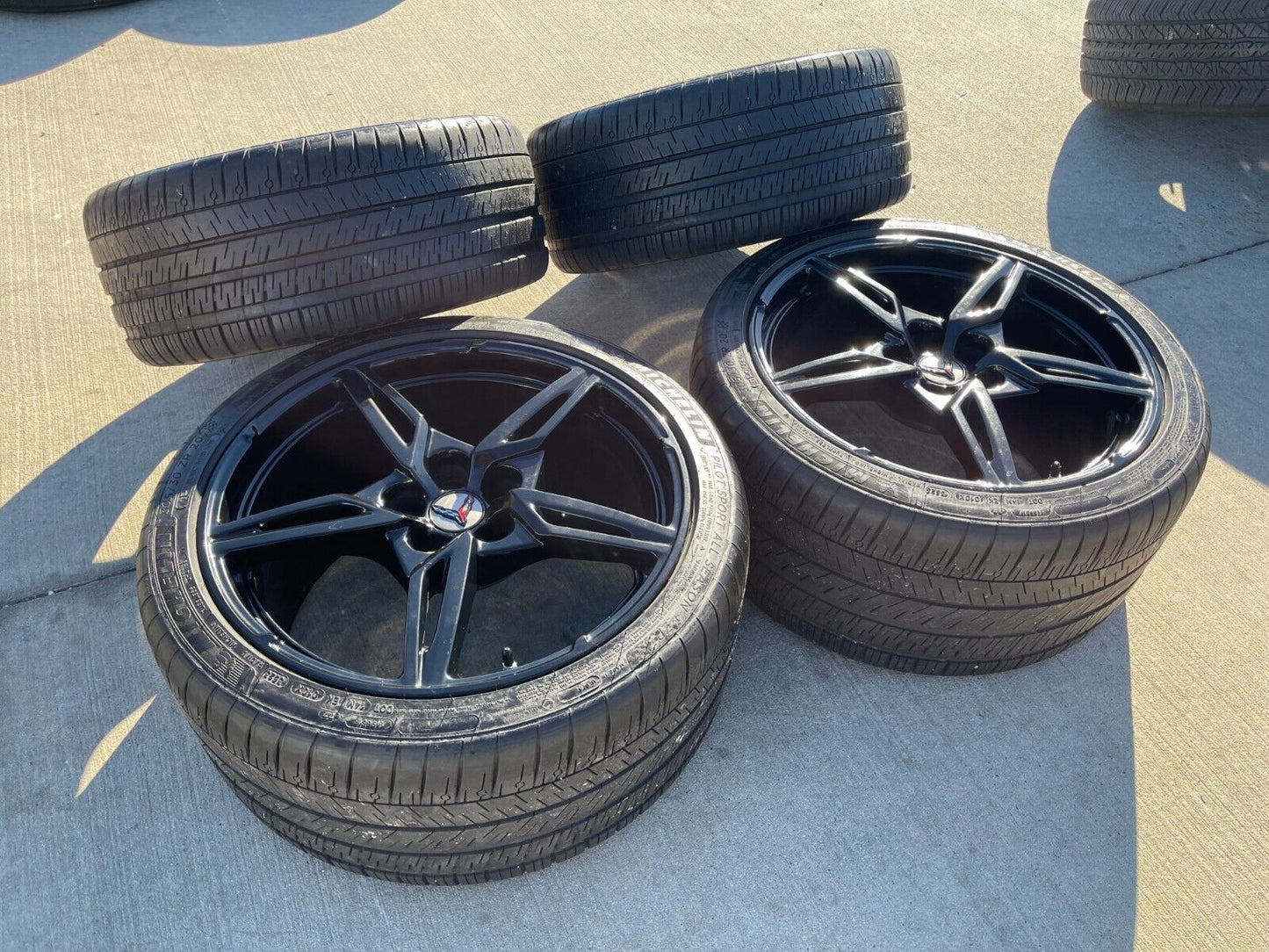 19" + 20" Chevy Corvette C8 OEM wheels rims 14007 14008 BLACK 2023 2024 2025