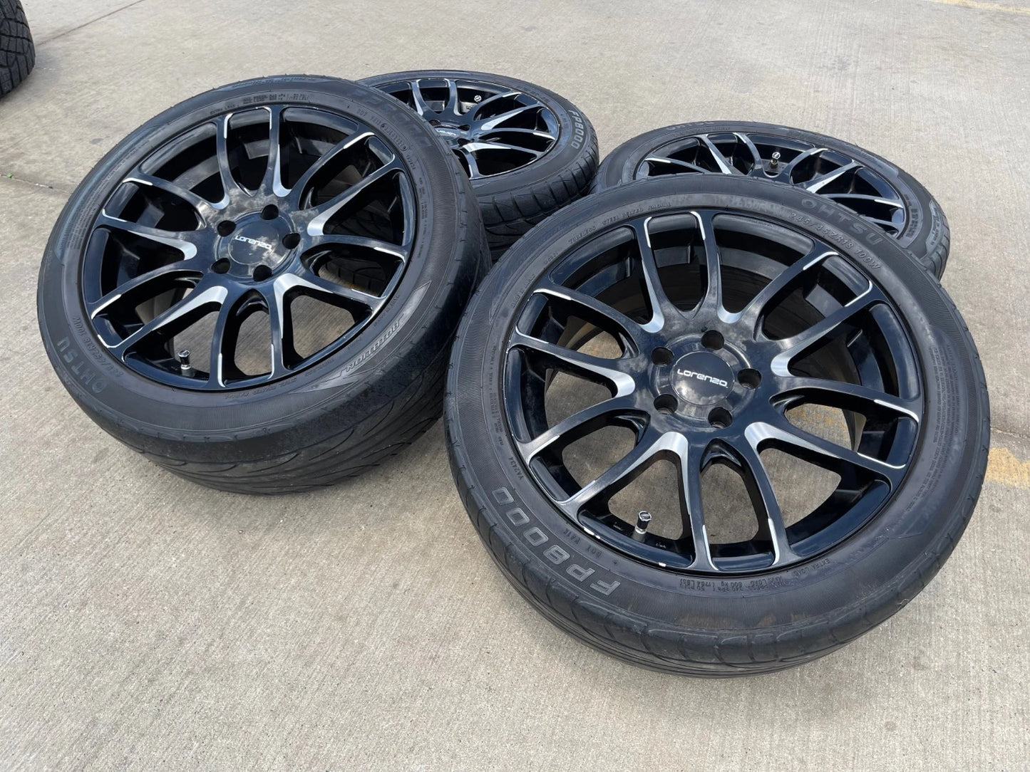 18x8 18" Lorenzo WL036 wheels rims tires 5x4.5 5x114.3 Camry Accord Mustang