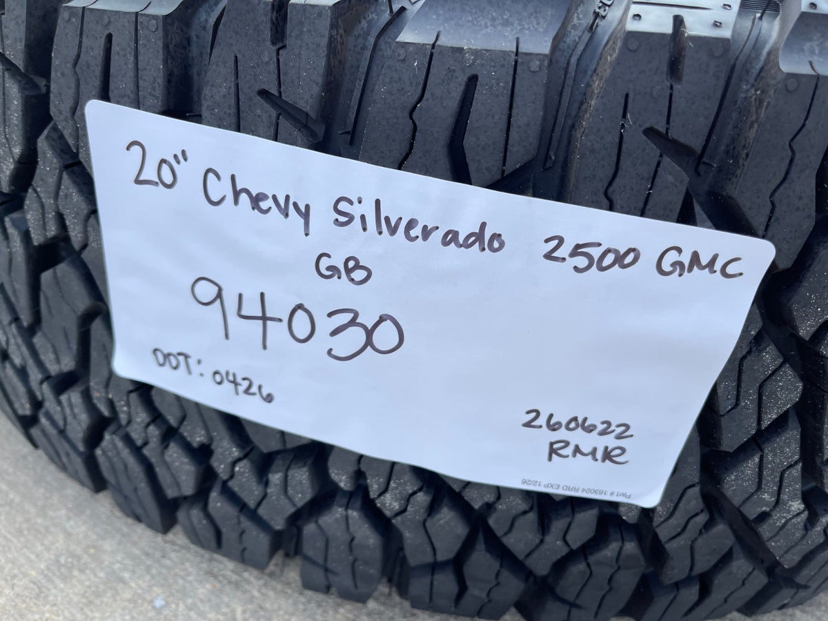 20" Chevy Silverado Trail Boss GMC AT4 2500 OEM 94030 wheels rims NEW BFG KO3 35