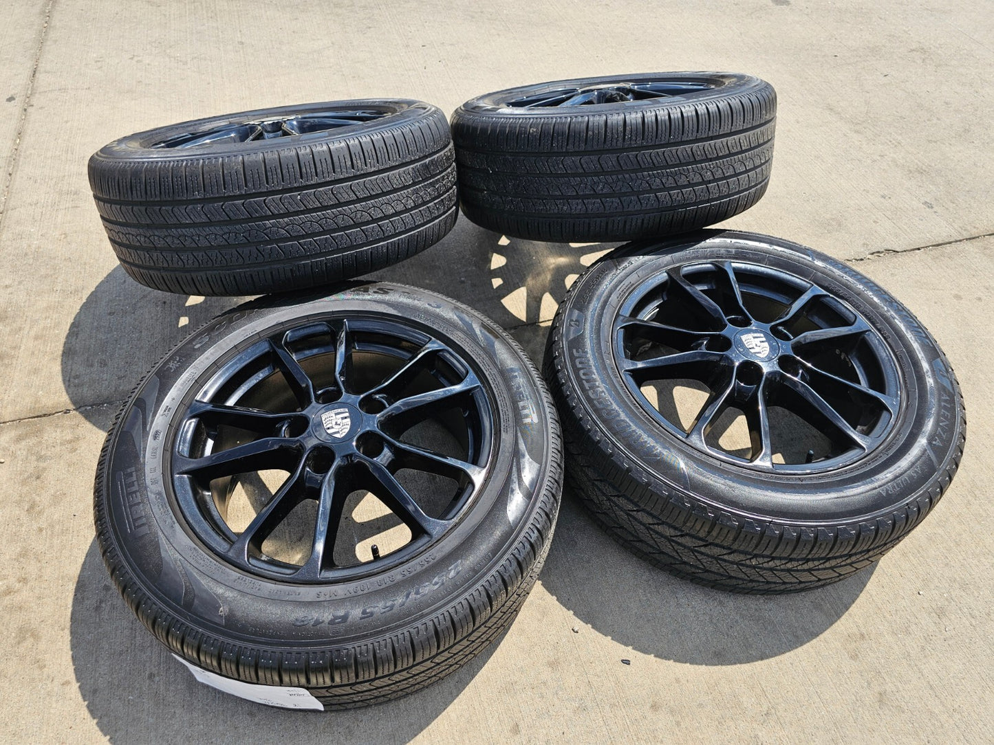18" Porsche Cayenne OEM 67480 wheels rims black tires PIRELLI