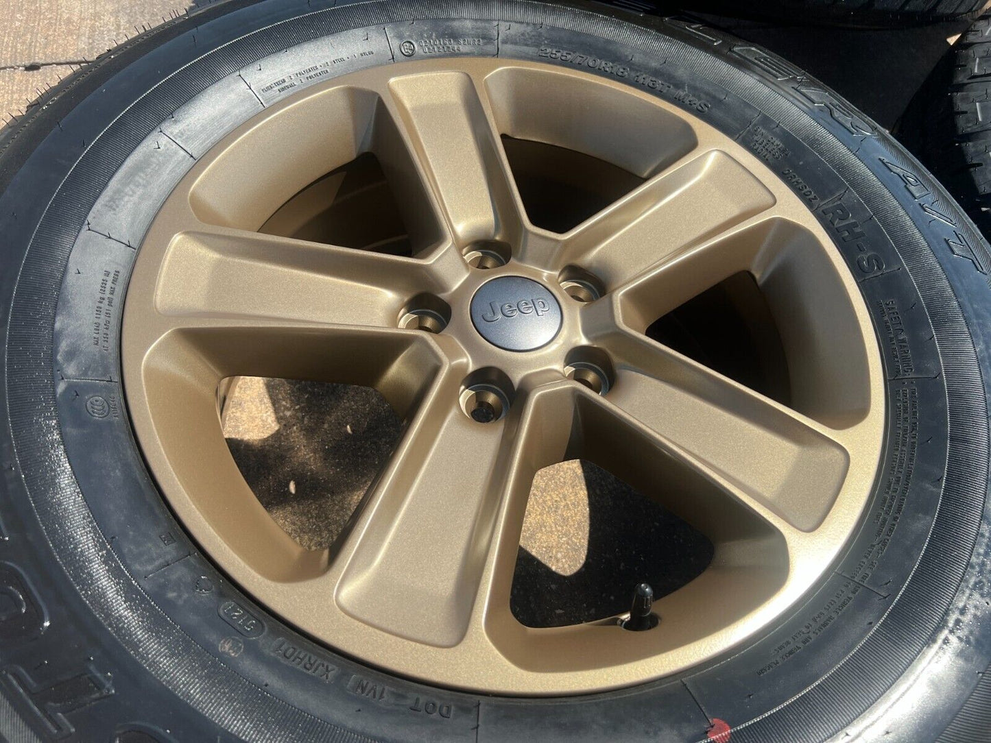 18" Jeep Wrangler Rubicon OEM BRONZE wheels rims 9221 tires A/T 2023 2024 NEW