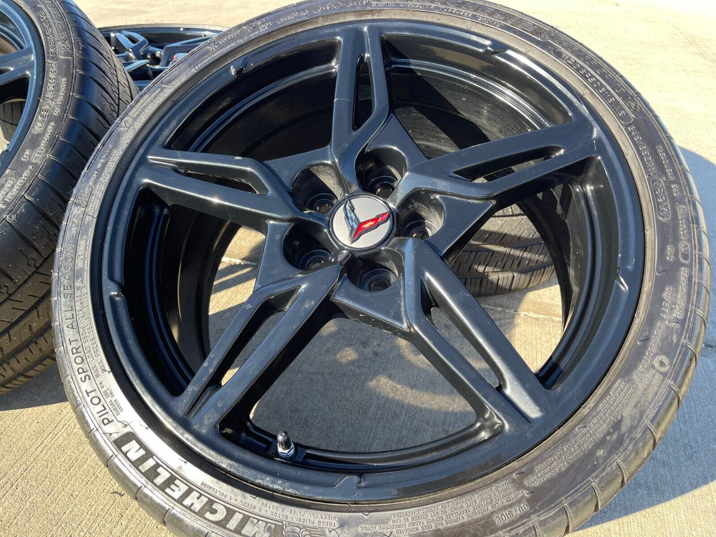 19" + 20" Chevy Corvette C8 OEM wheels rims 14007 14008 BLACK 2023 2024 2025