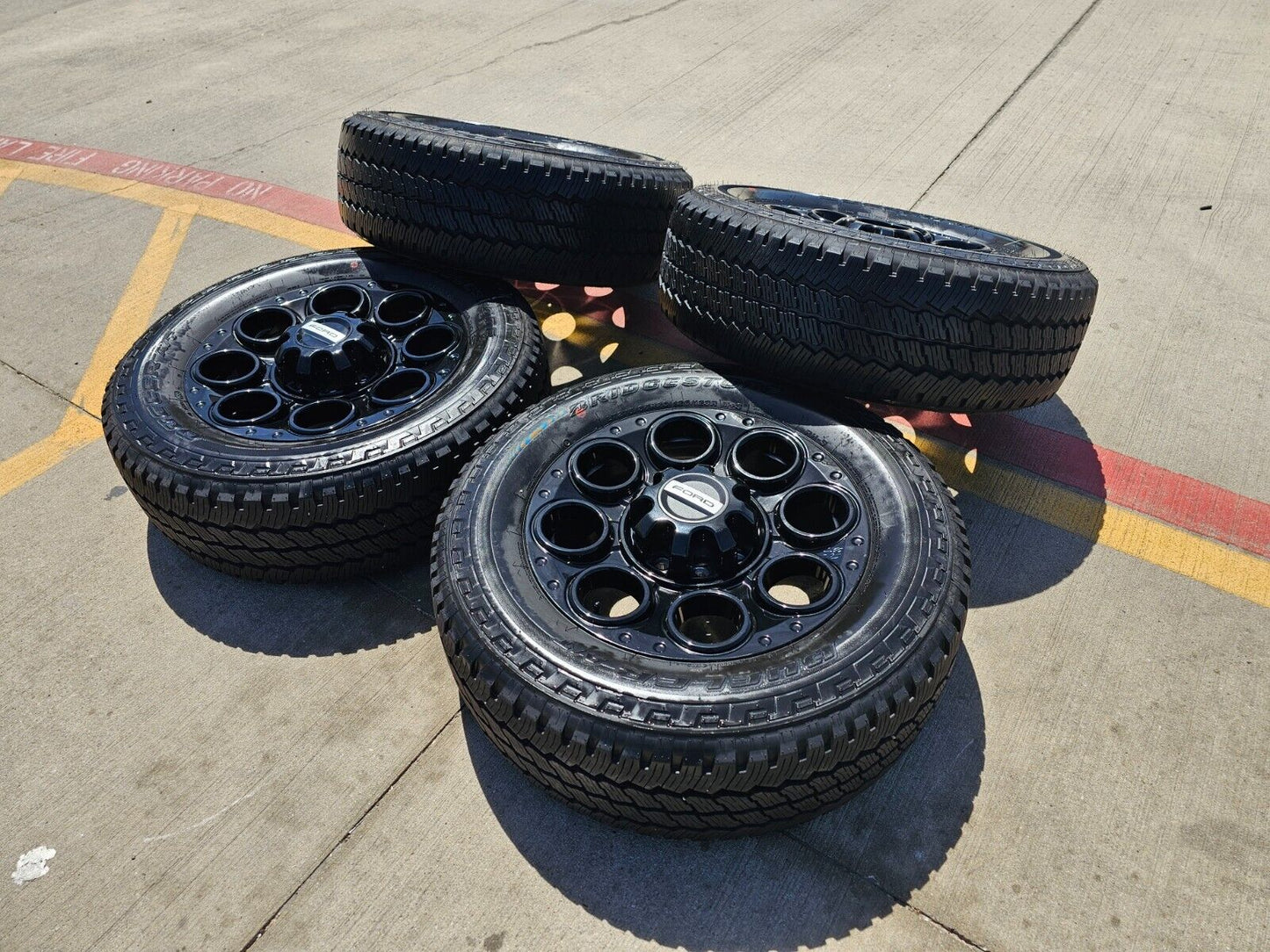 20" Ford F-250 F-350 OEM black TREMOR wheels rims 10484 A/T2 tires 2023 2024 NEW