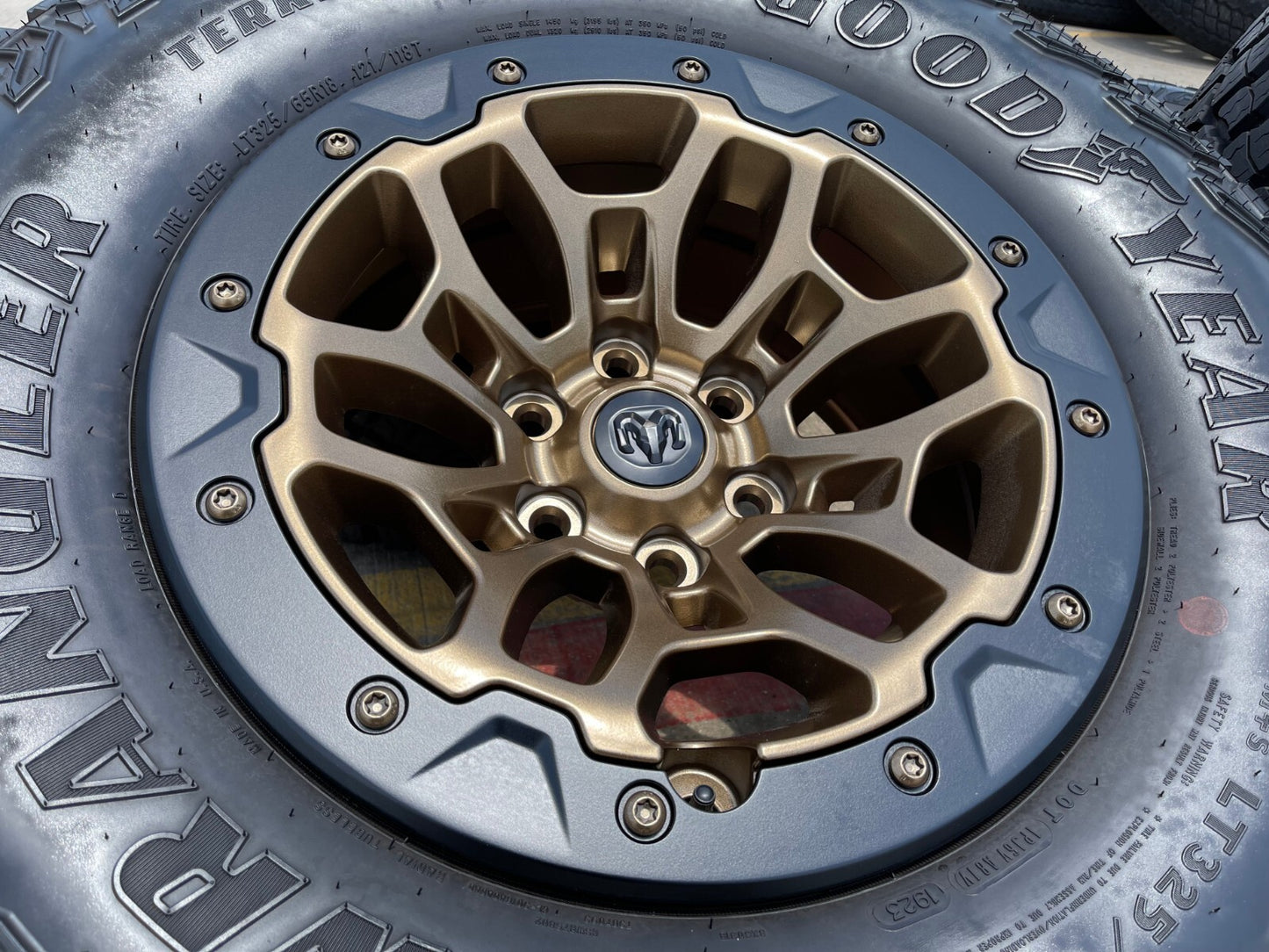 18" Dodge Ram 1500 RHO TRX Beadlock OEM bronze wheel rim 2735 tires 35" NEW