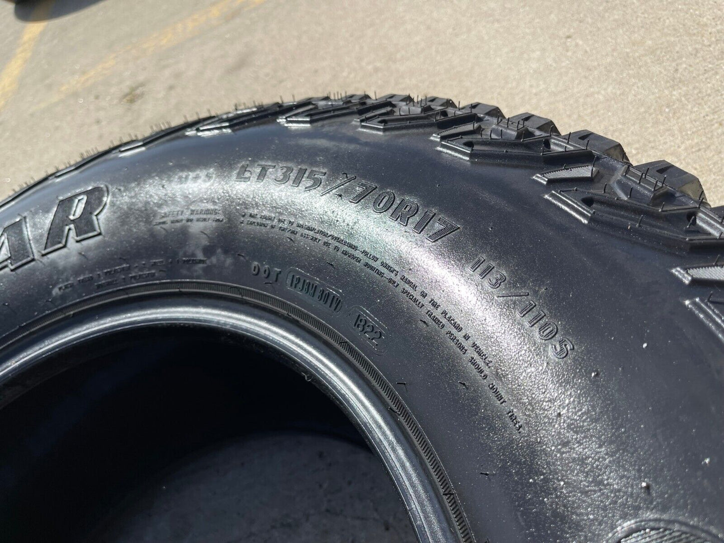 (1) 315/70/17 Goodyear Wrangler Territory M/T tire 113 / 110S LT load range C