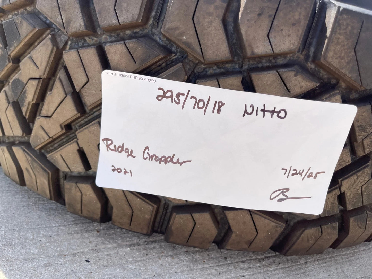 (1) 295/70/18 Nitto Ridge Grappler R/T tire 126Q E LT 10 PLY
