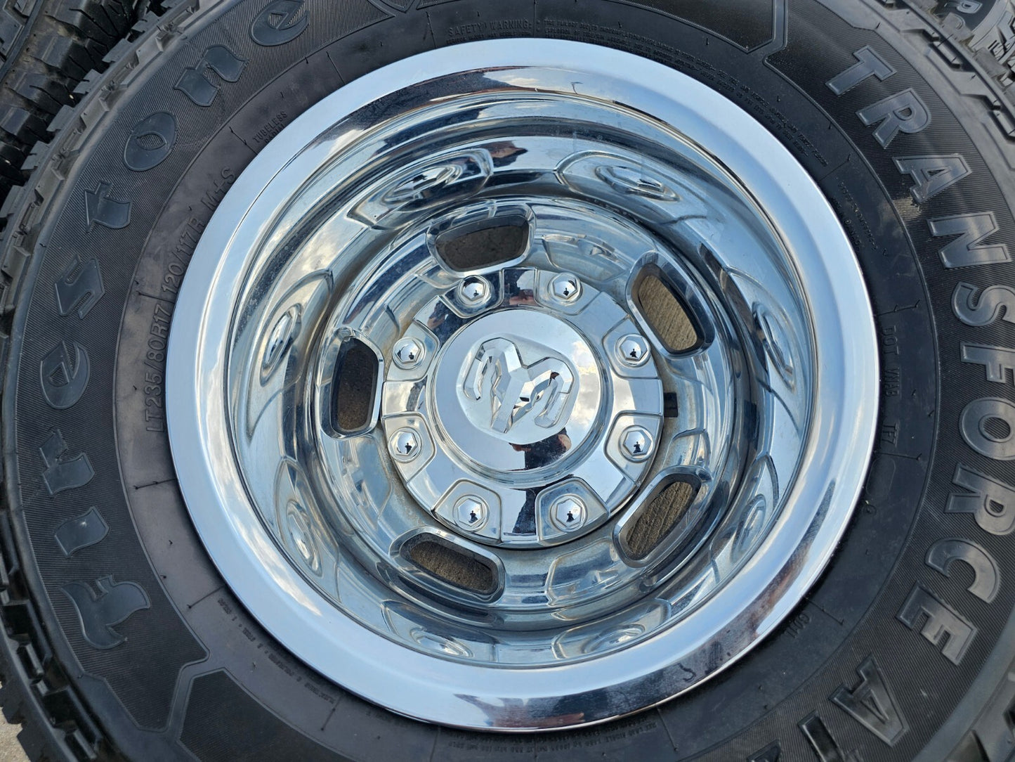17" Dodge Ram 3500 Dually 8x200 wheels rims 2703 2704 OEM tires FIRESTONE A/T