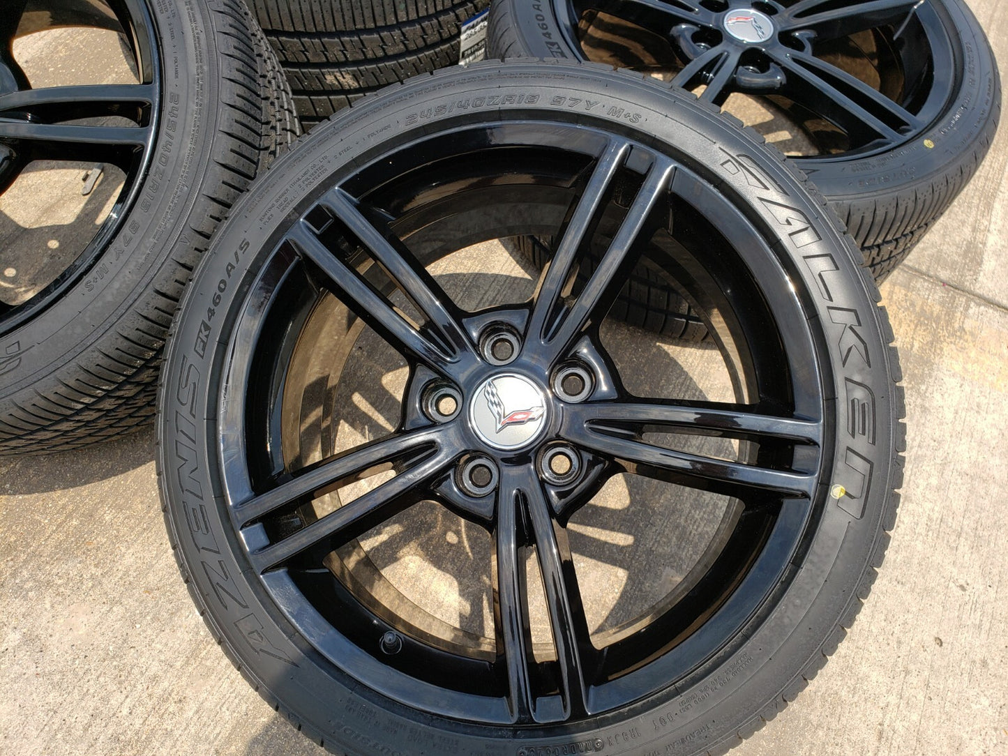18" + 19" Chevy Corvette OEM black wheels rims 5338 5343 2007 2008 2009 2010 NEW