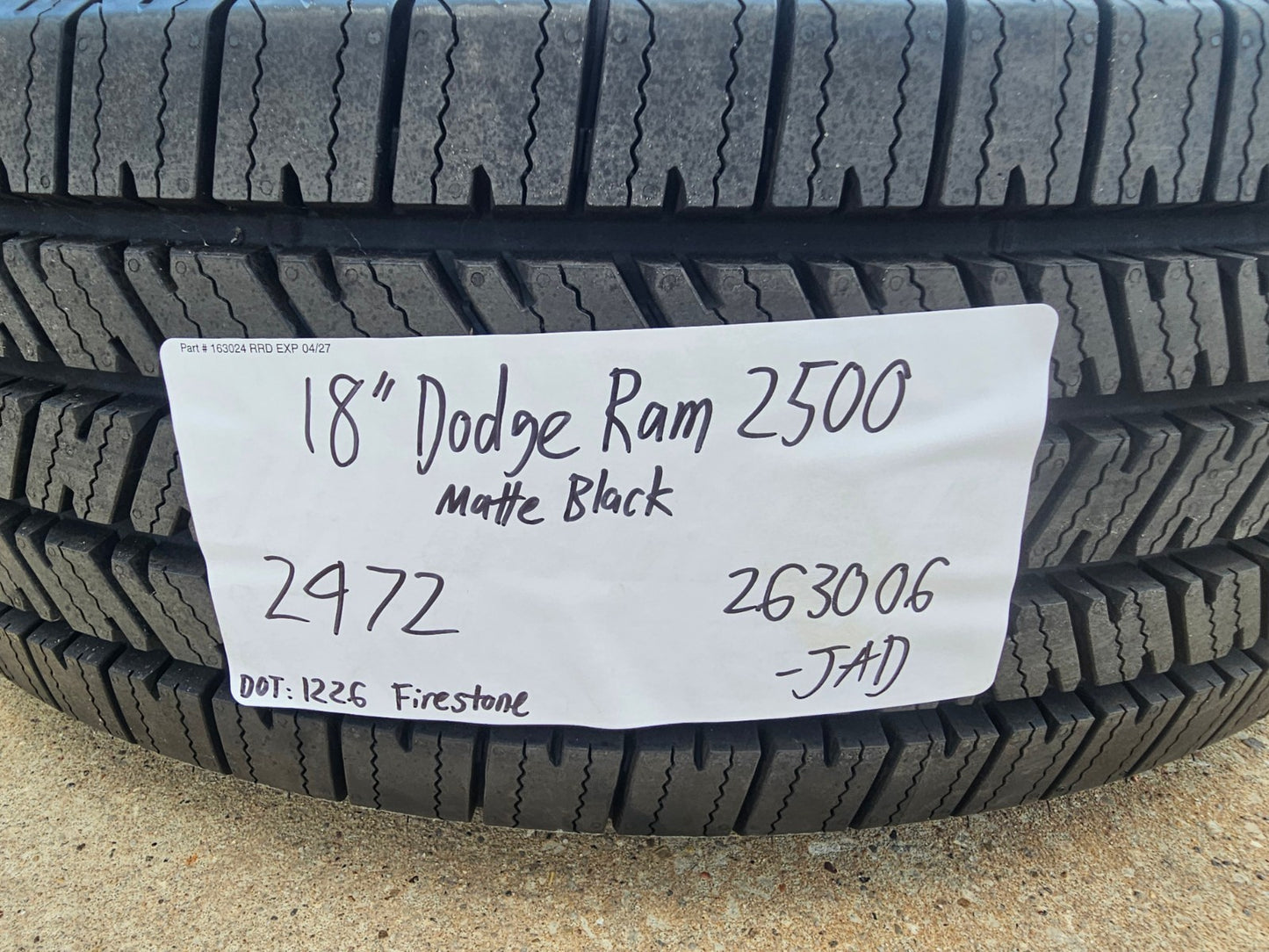 18" Dodge Ram 2500 3500 STEEL black OEM 2473 wheel rim tire 2025 2026 2027 NEW