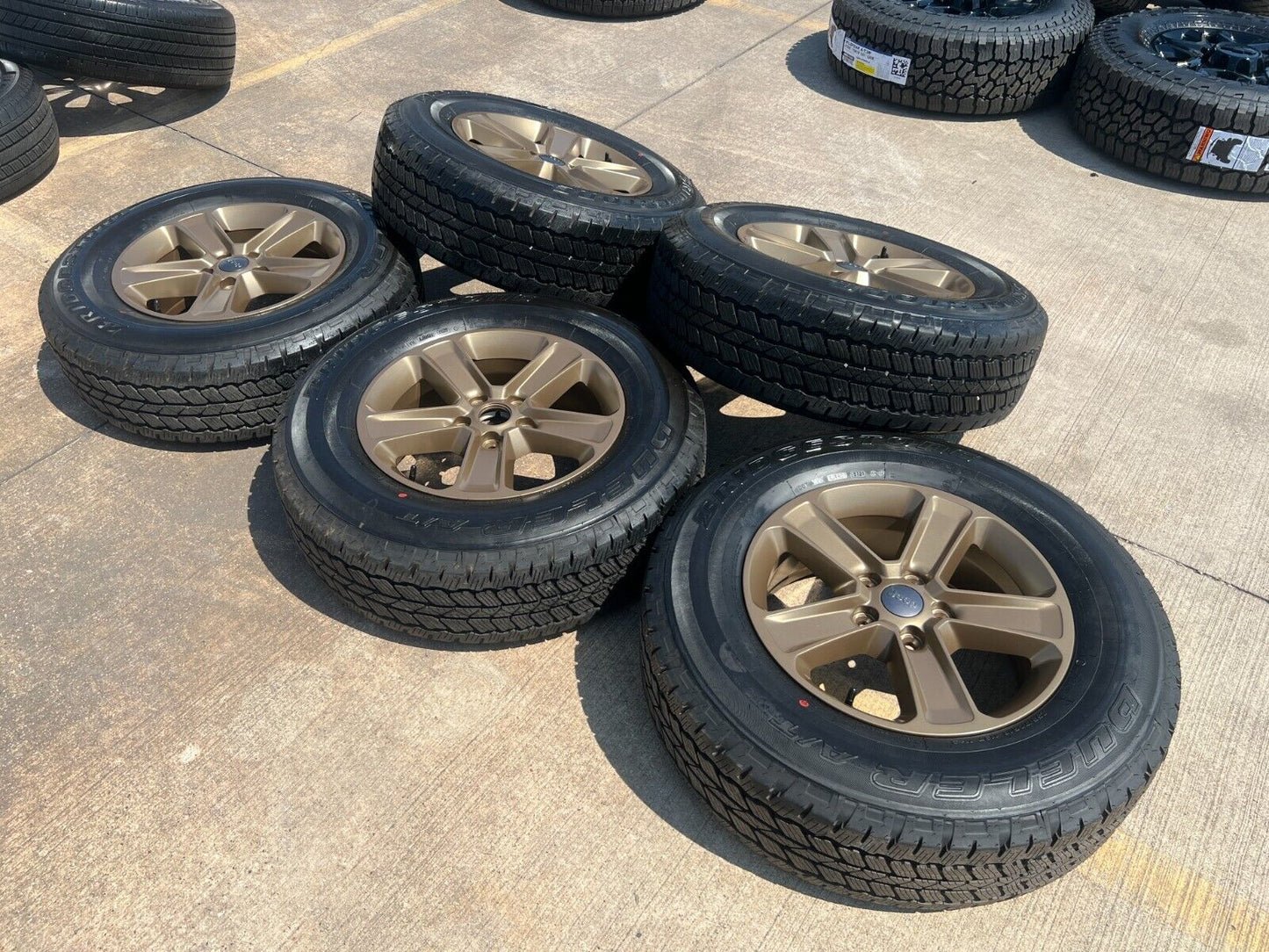 18" Jeep Wrangler Rubicon OEM BRONZE wheels rims 9221 tires A/T 2023 2024 NEW