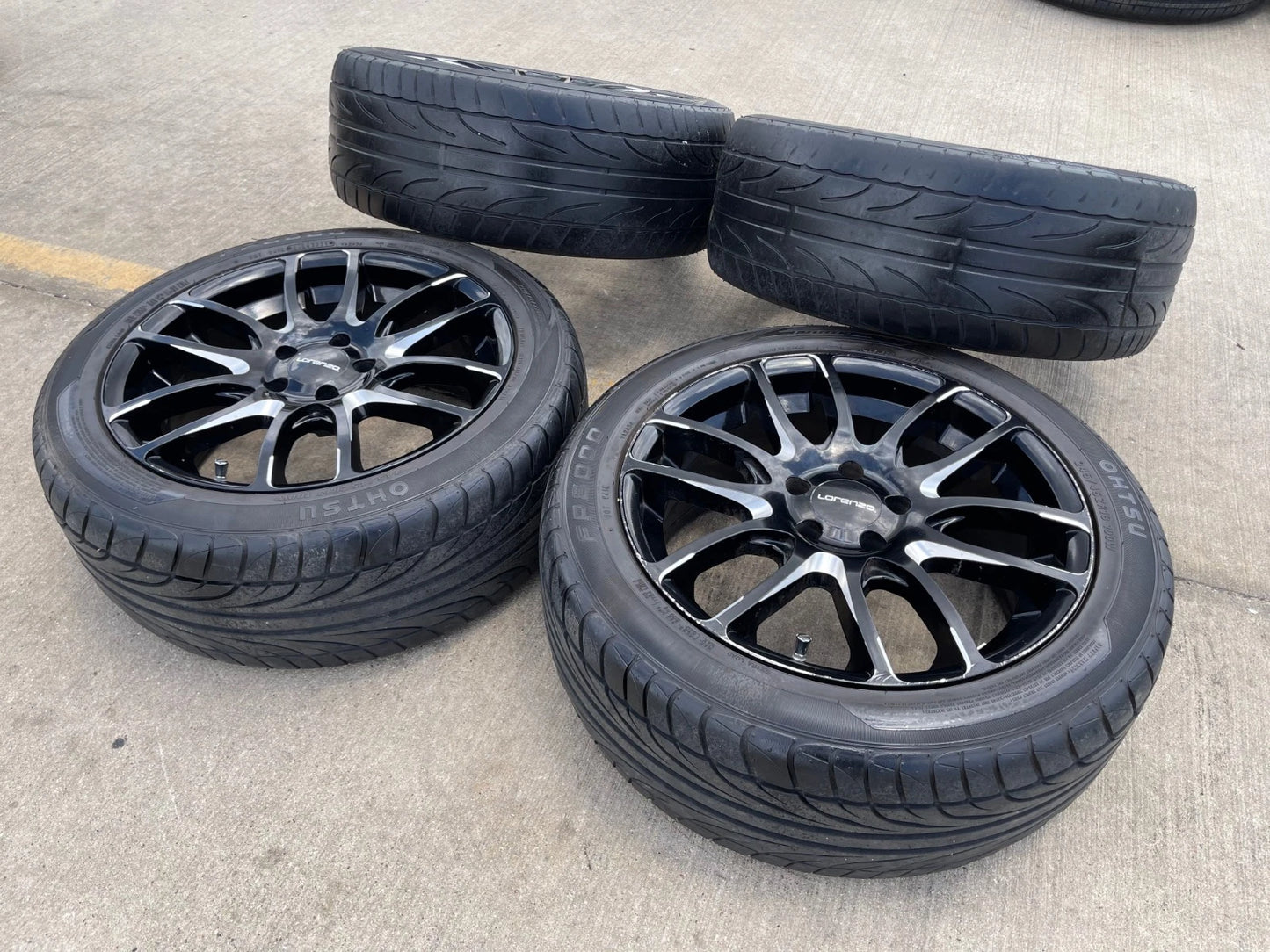 18x8 18" Lorenzo WL036 wheels rims tires 5x4.5 5x114.3 Camry Accord Mustang