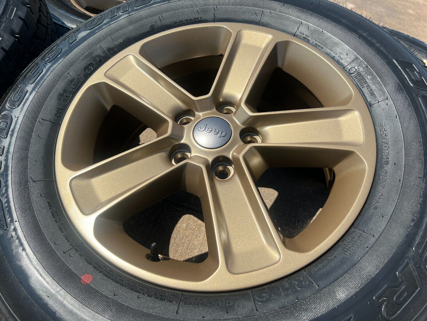 18" Jeep Wrangler Rubicon OEM BRONZE wheels rims 9221 tires A/T 2023 2024 NEW