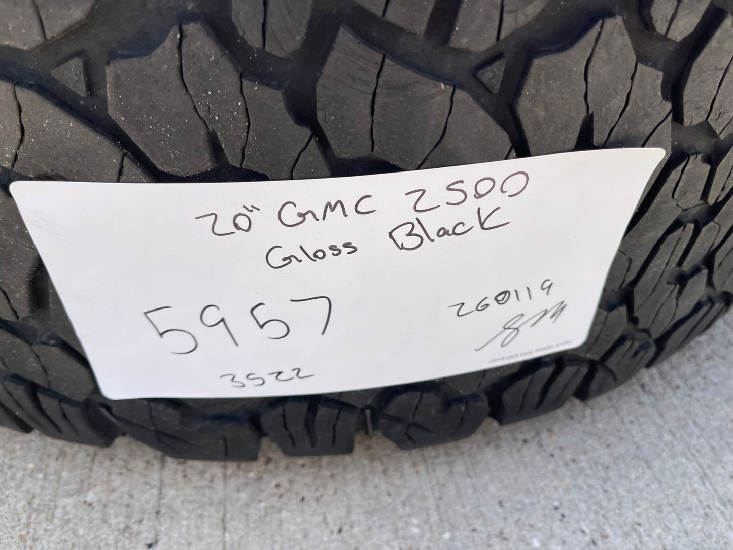 20" GMC Sierra Chevy 2500 OEM 5957 BLACK DIAMOND wheels rims tires BFG 37"