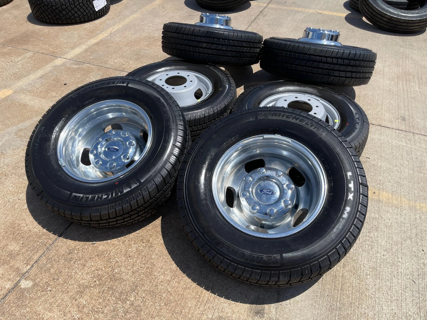 17" Ford F-350 Dually OEM 14077 14078 rims wheels Michelin M/S2 NEW