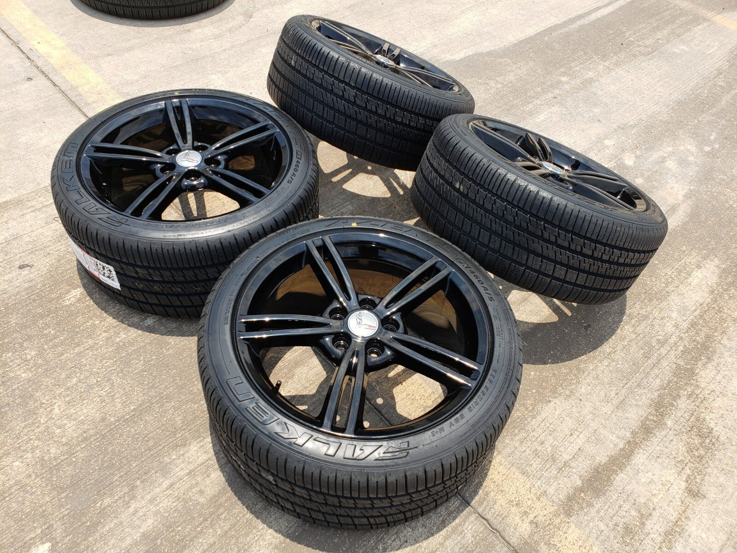 18" + 19" Chevy Corvette OEM black wheels rims 5338 5343 2007 2008 2009 2010 NEW