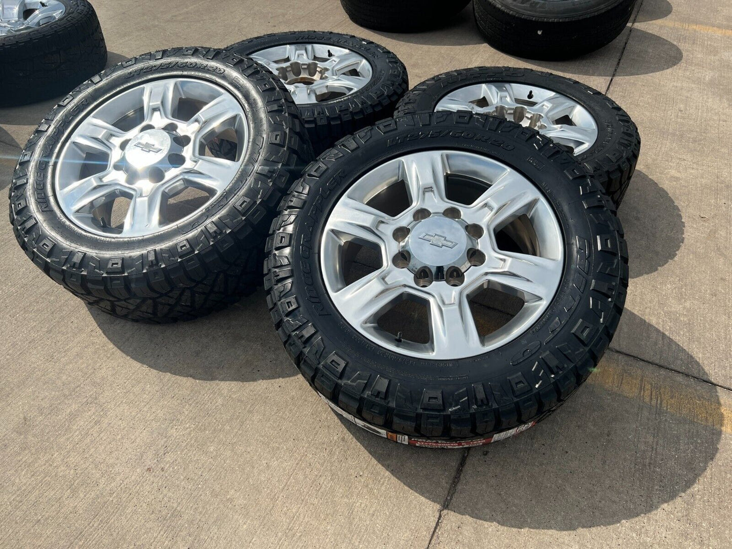 20" Chevy Silverado GMC 2500 OEM 5803 wheels rims NITTO RIDGE GRAPPLER 33" NEW