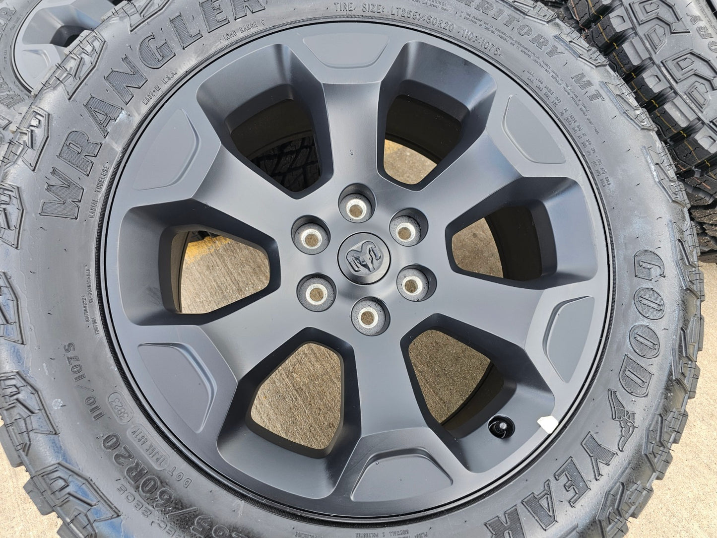 20" Dodge Ram 1500 OEM Laramie Black 2680 wheels rims tires GOODYEAR M/T NEW