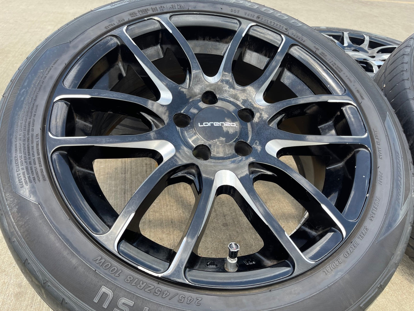 18x8 18" Lorenzo WL036 wheels rims tires 5x4.5 5x114.3 Camry Accord Mustang