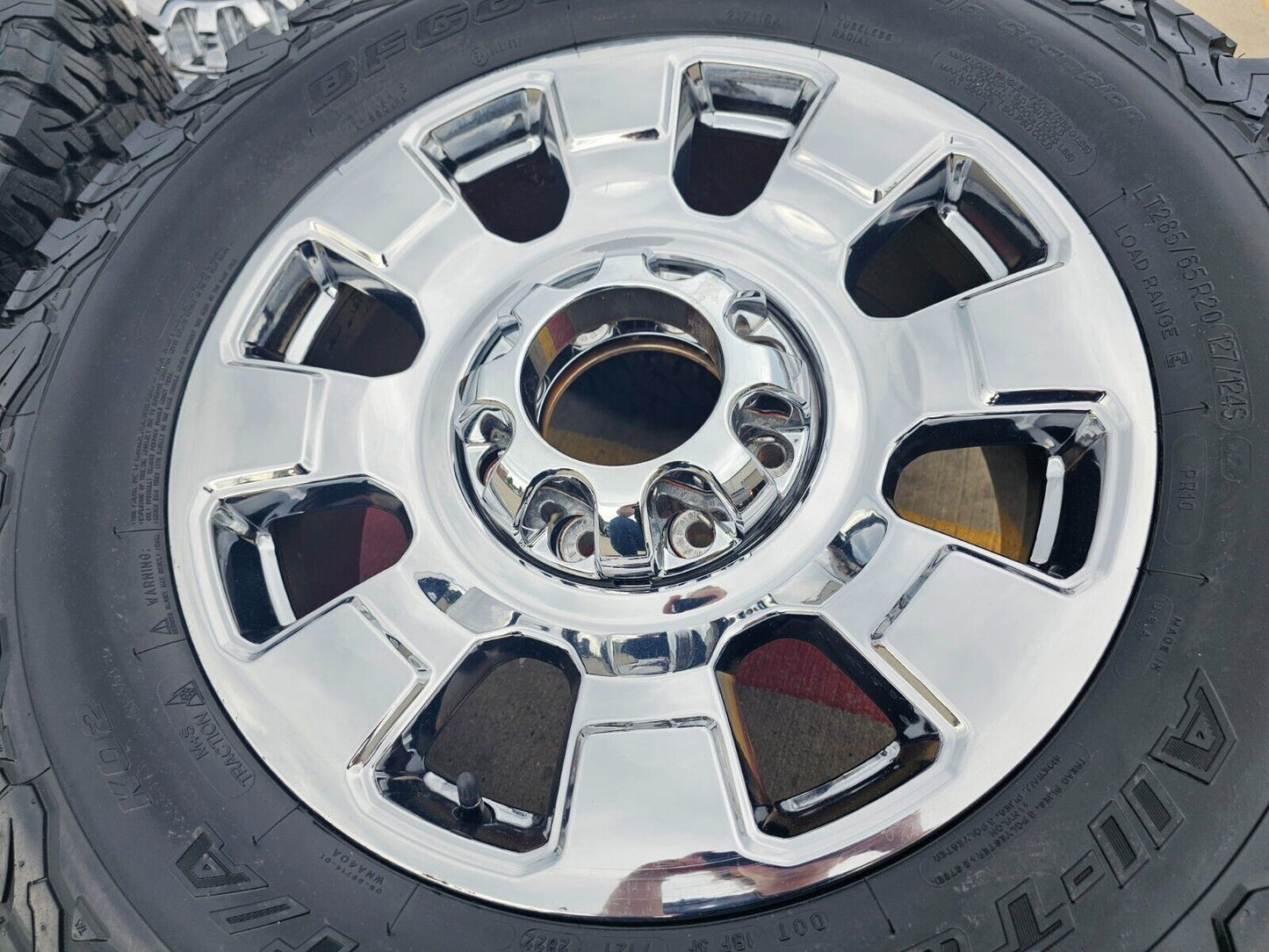 20" Ford F-250 F-350 OEM chrome Lariat 10295 wheels rims 2024 2025 NEW BFG KO3