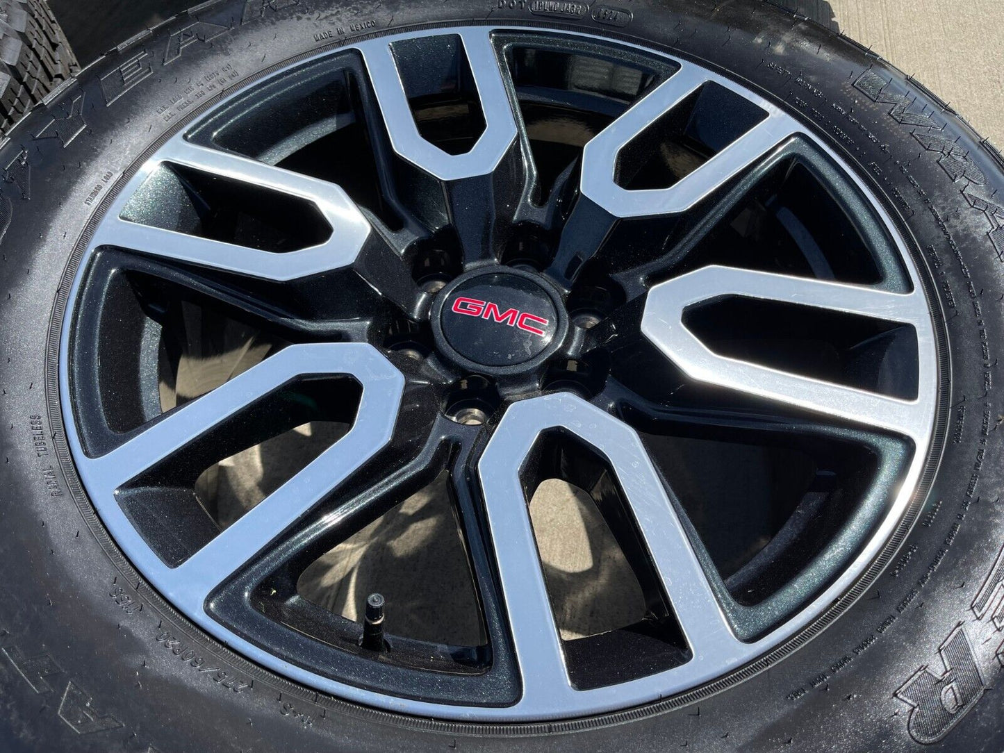 20" GMC Sierra Yukon Chevy BLACK OEM wheels rims 5914 tires GOODYEAR A/T NEW