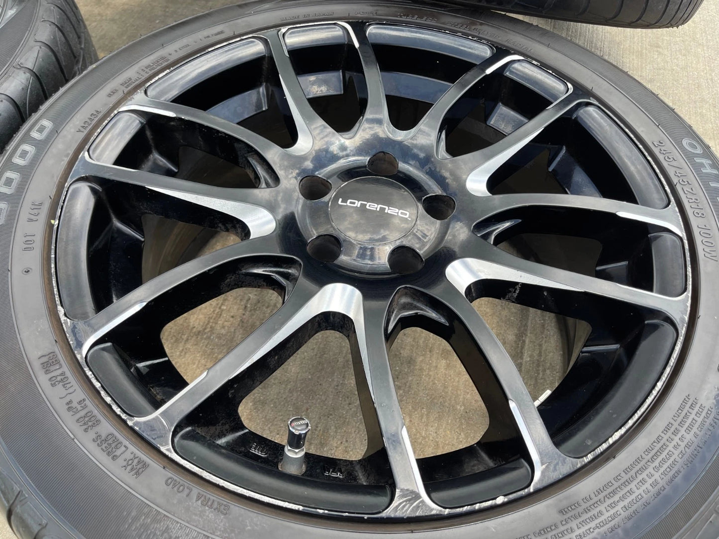 18x8 18" Lorenzo WL036 wheels rims tires 5x4.5 5x114.3 Camry Accord Mustang