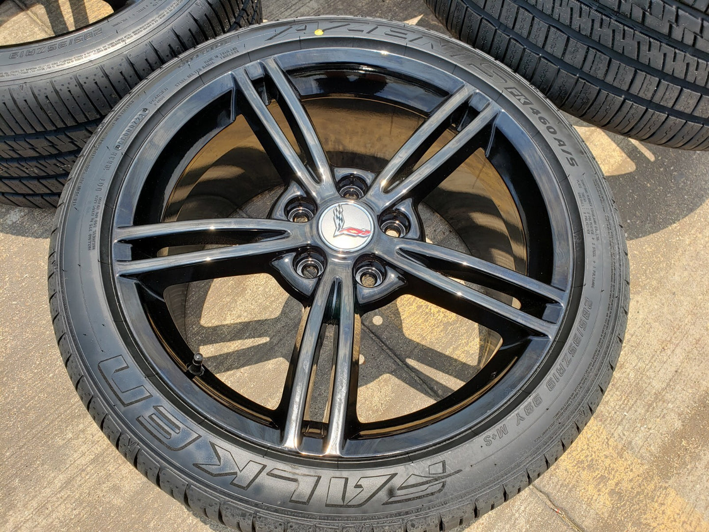 18" + 19" Chevy Corvette OEM black wheels rims 5338 5343 2007 2008 2009 2010 NEW