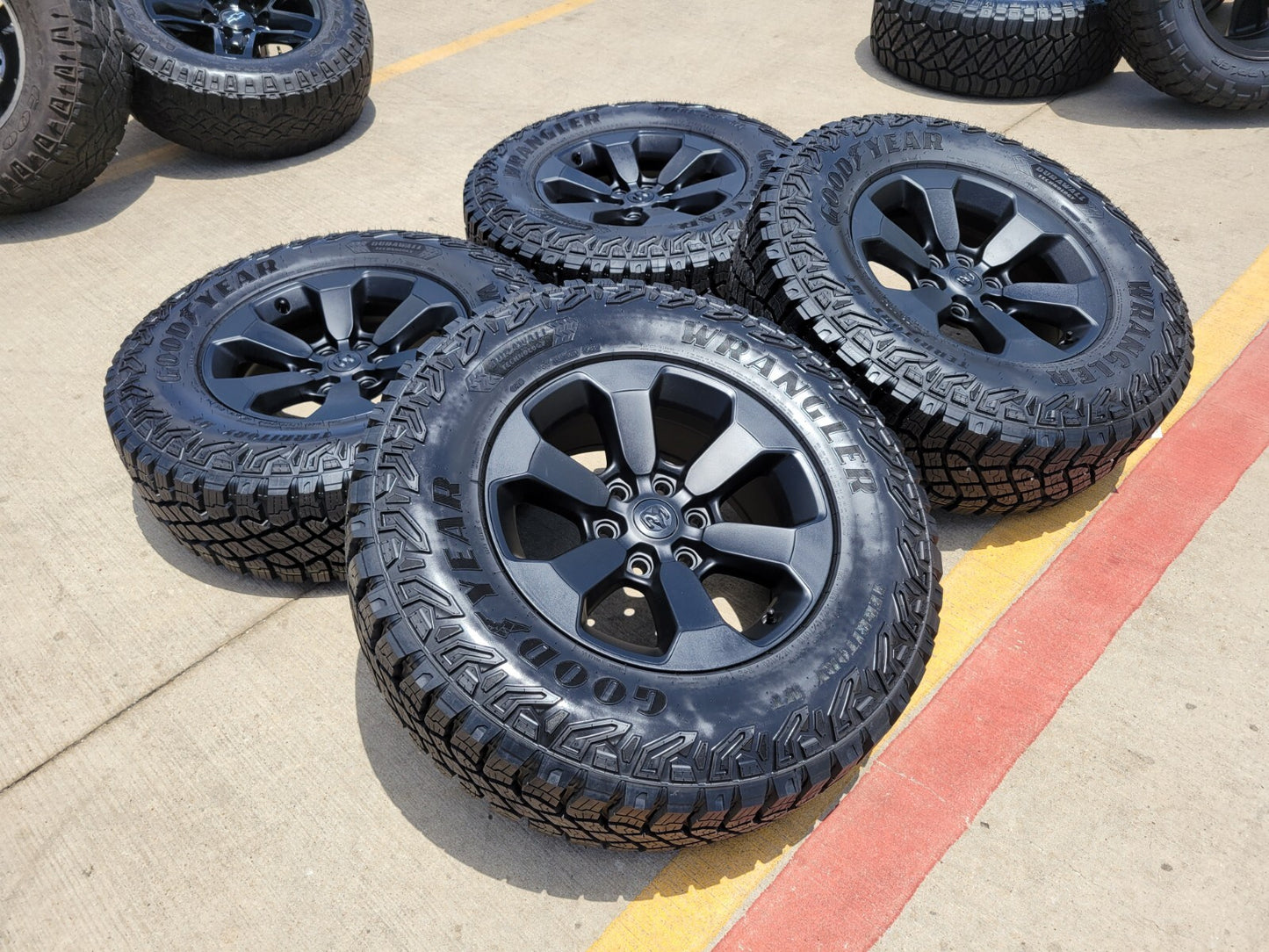 18" Dodge Ram 1500 Rebel Black OEM 2671 wheels rims 33" M/T NEW
